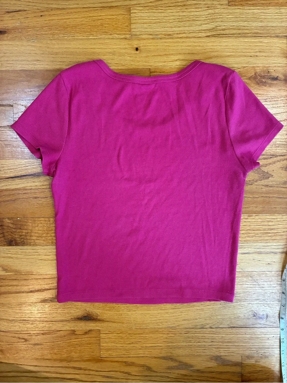 Gap Ribbed Scoop Neck Tee - Fuchsia Pink